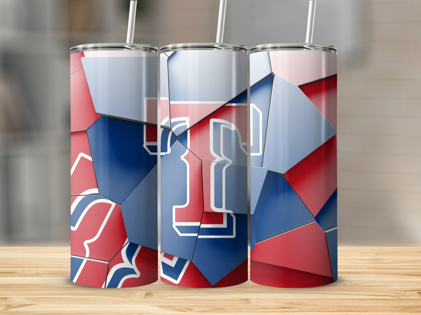 Texas Rangers Logo Abstract Mosaic Design Stylish Tumblers