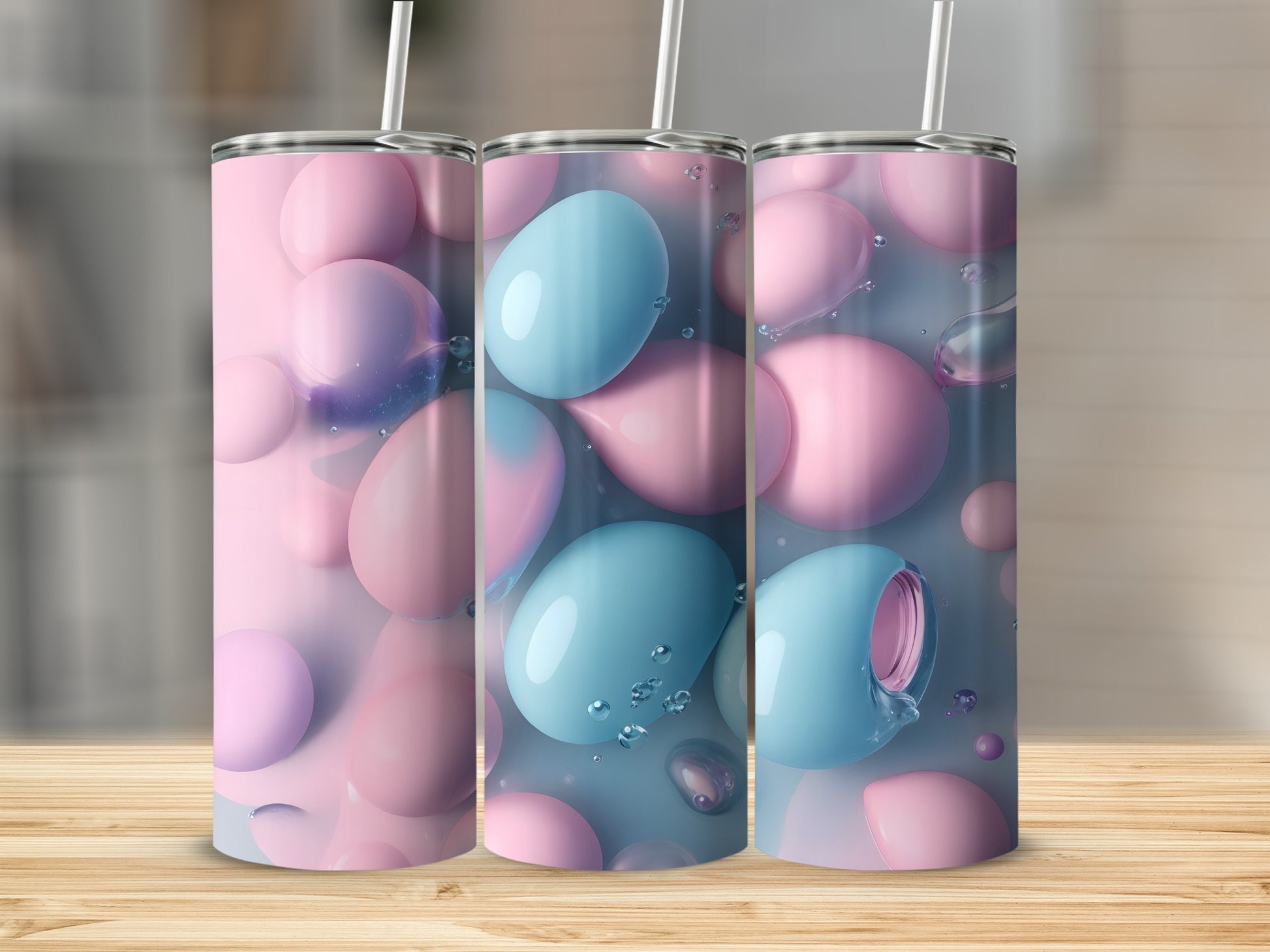 Pink Blue Eggs Bubbles Floating Art product type