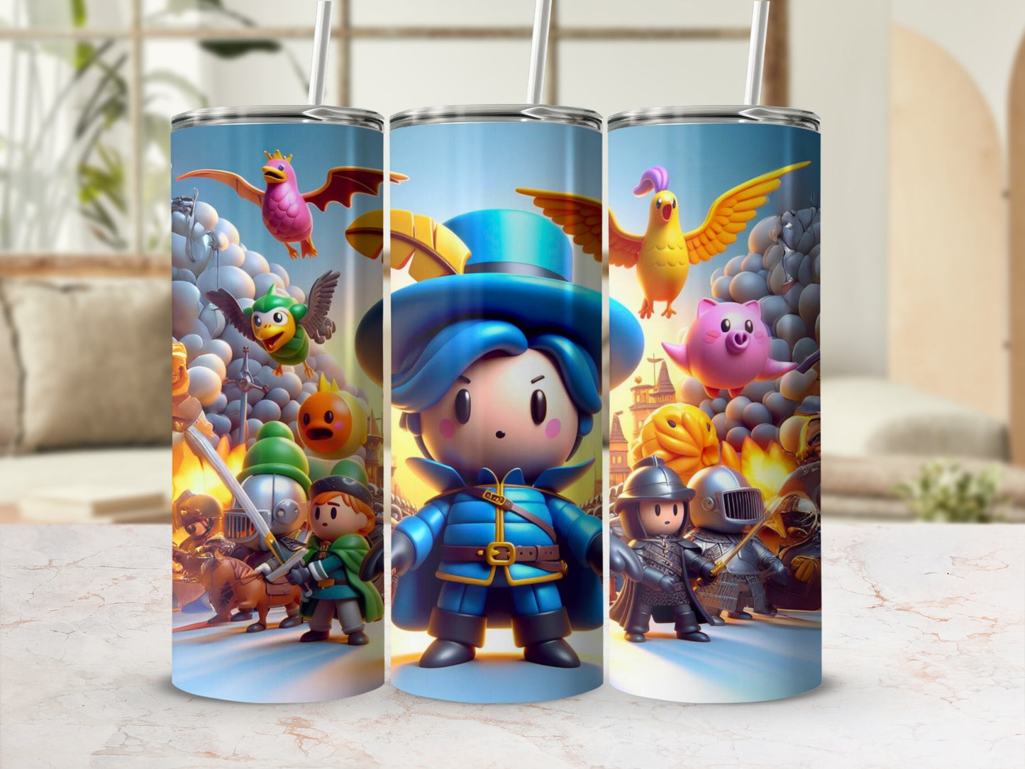 Cute Medieval Fantasy Characters Skinny Tumbler Cup