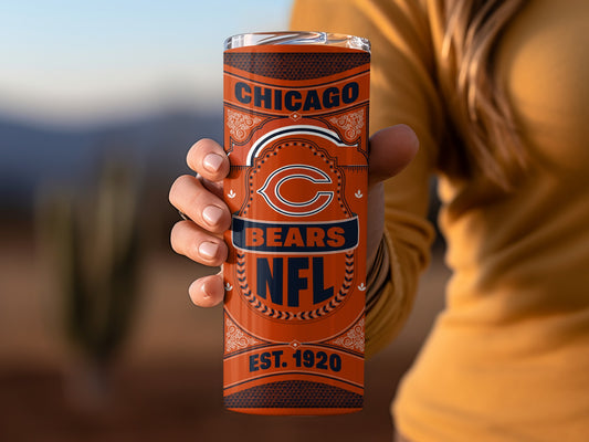 Chicago Bears NFL Vintage Style Emblem Design Tumbler