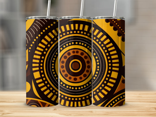 Tribal Pattern Insulated Tumbler with Straw Travel Mug