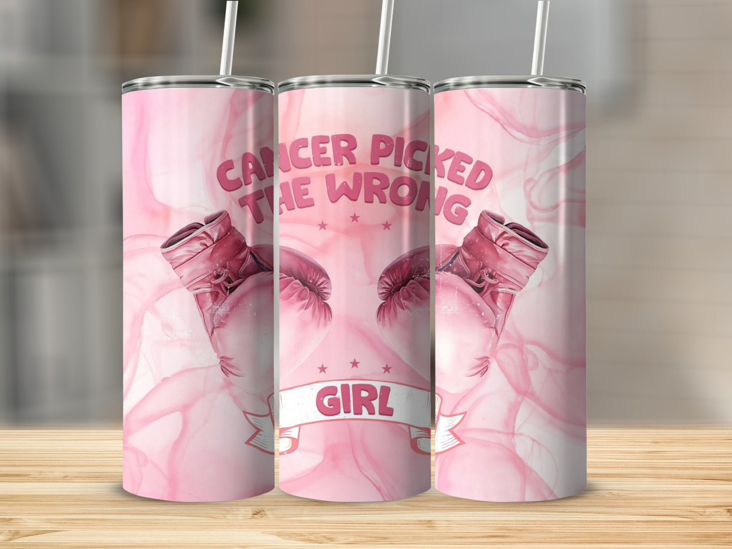 Cancer Picked The Wrong Girl Boxing Design Tumbler