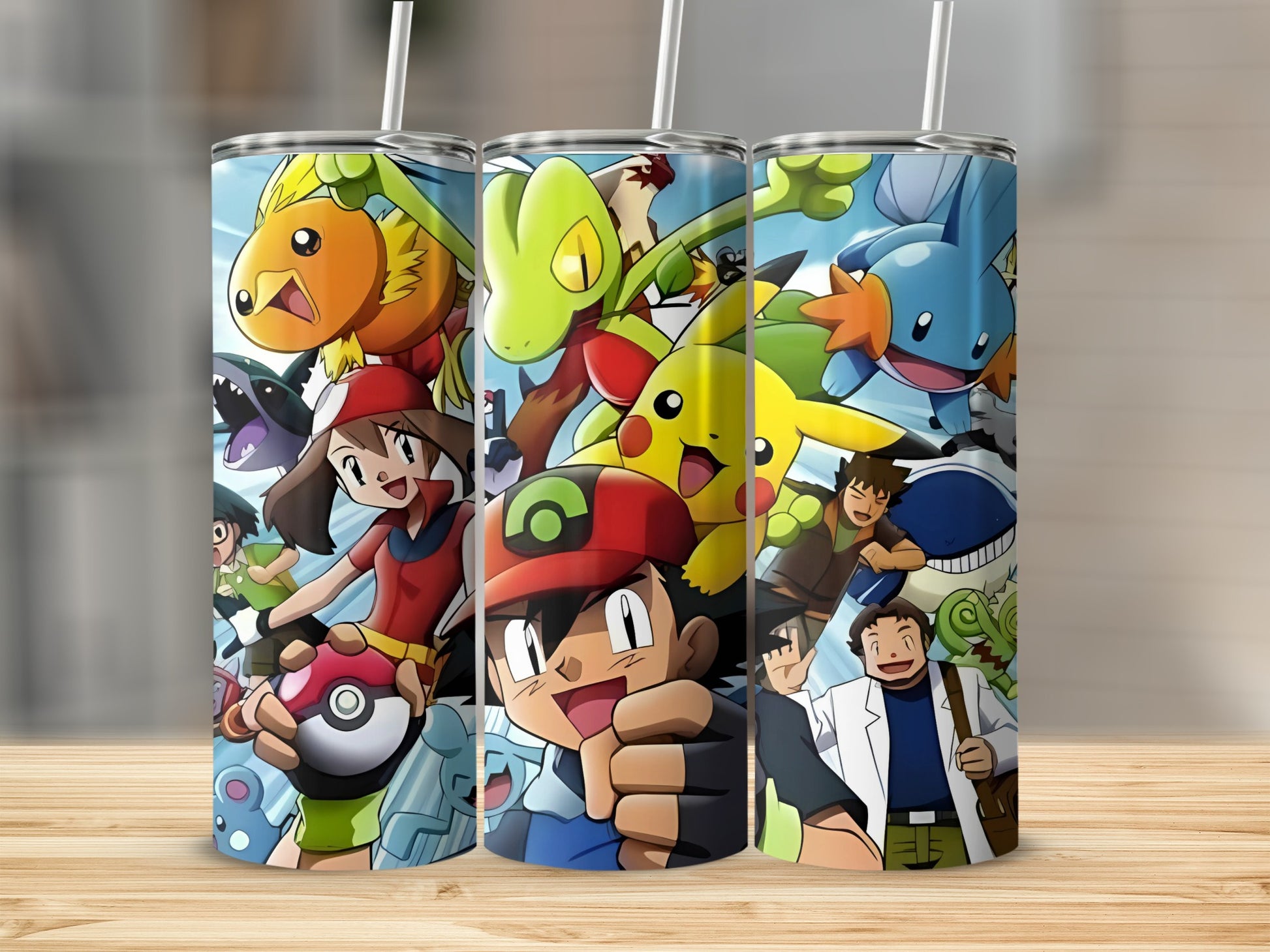 Colorful Anime Character Collage Tumbler with Straw