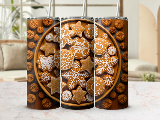 Festive Gingerbread Design Insulated Tumbler Cup