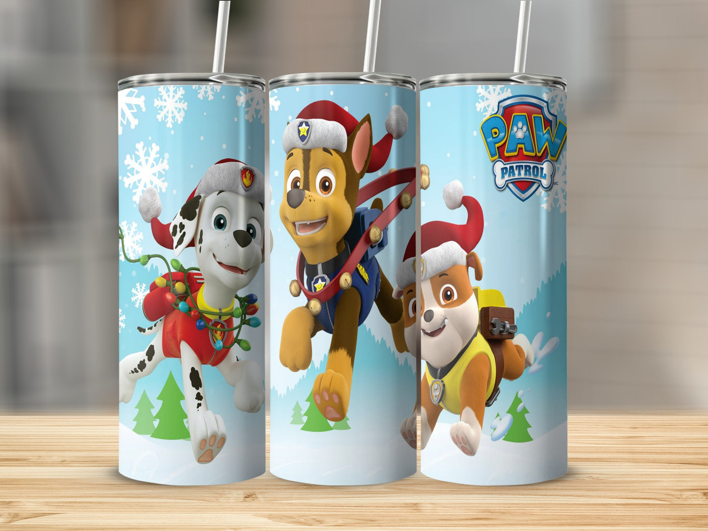 Paw Patrol Christmas Tumbler with Straw Holiday Gift