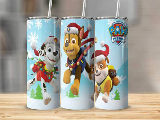 Paw Patrol Christmas Tumbler with Straw Holiday Gift