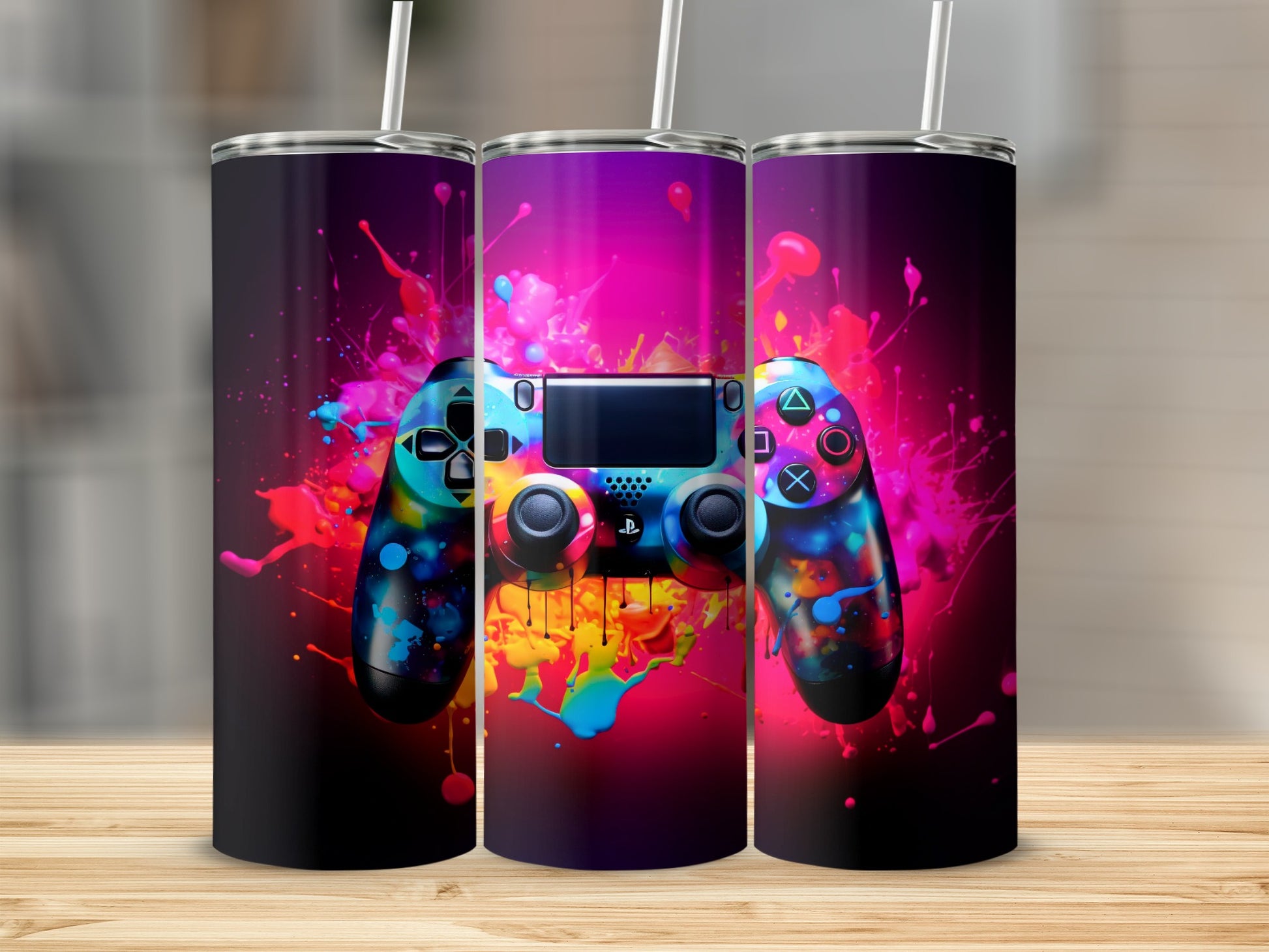 Colorful Playful Gaming Controller Travel Tumbler
