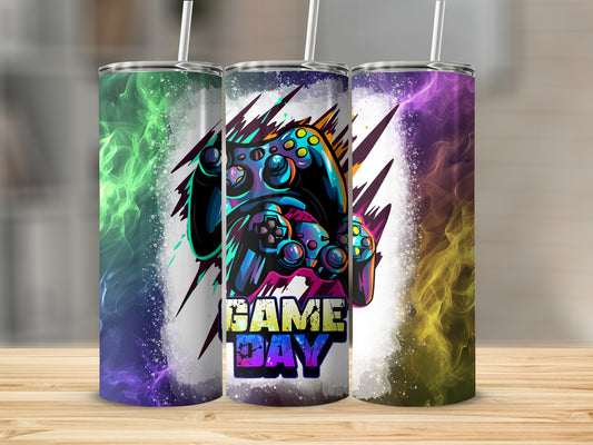 Vibrant Gaming Day Controller Design Tumbler