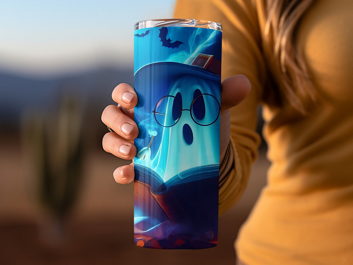 Spooky Ghost Design Insulated Travel Tumbler Flask Cup
