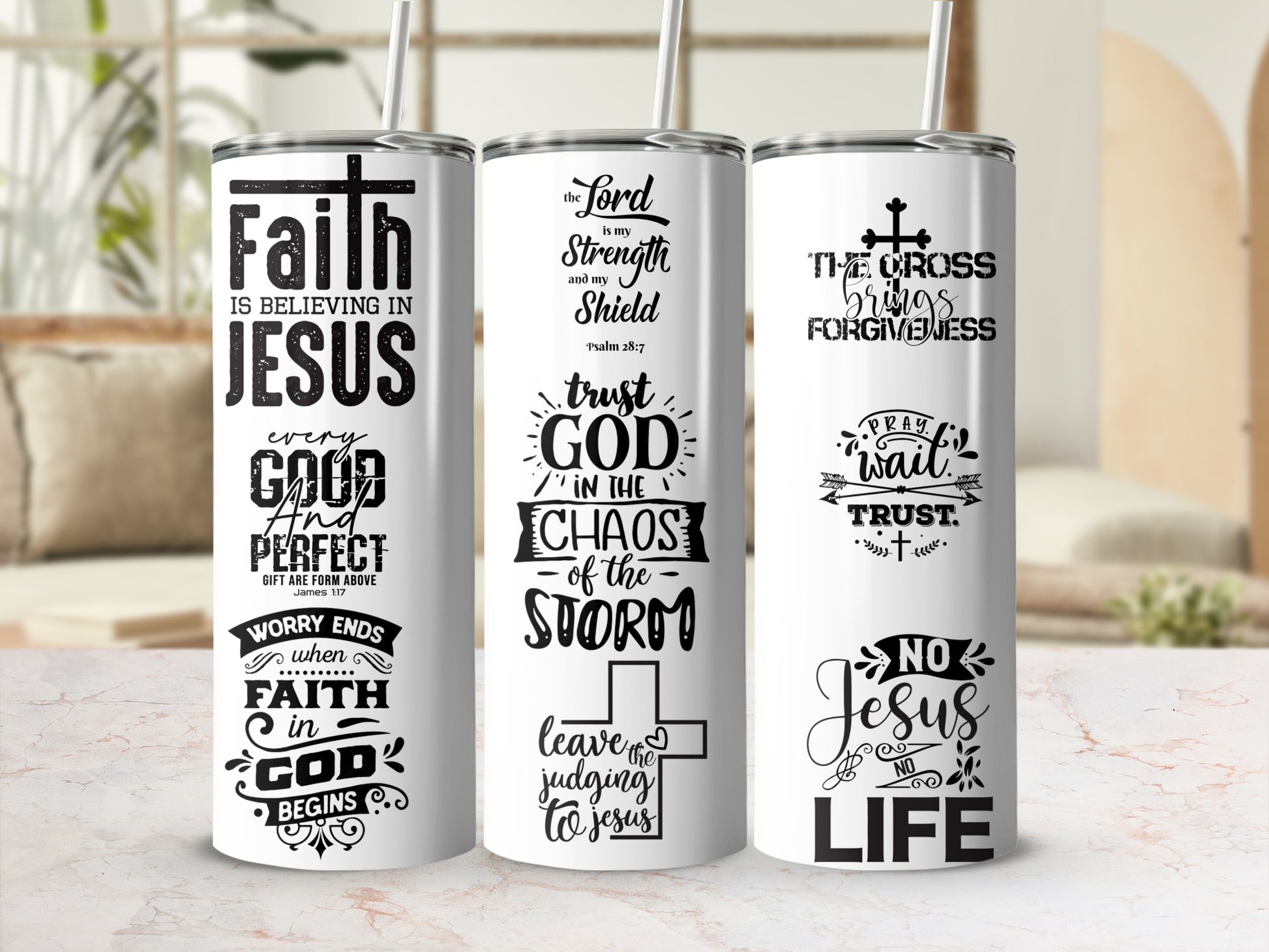 Inspirational Faith and Trust in Jesus Tumblers Set