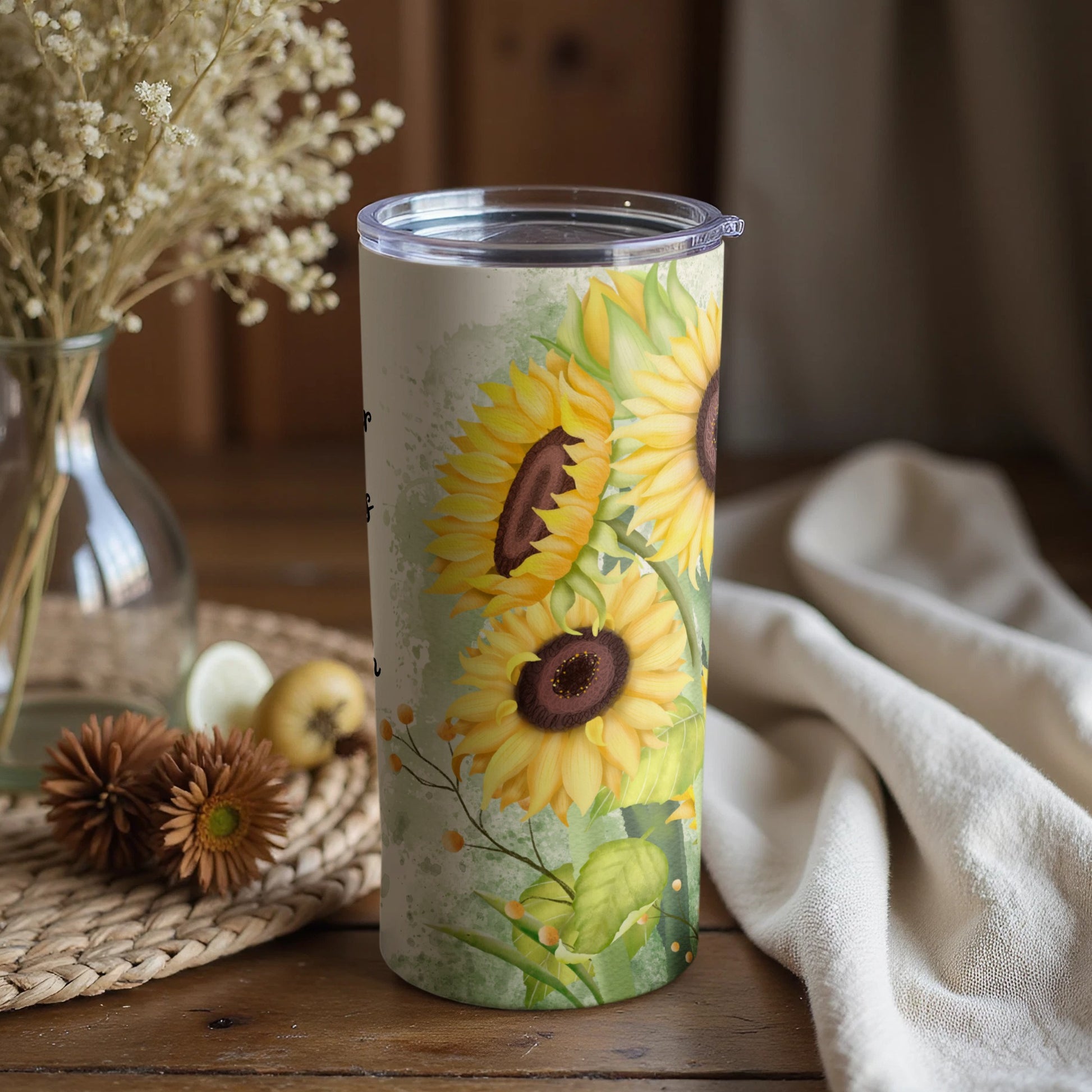 Sunflower floral insulated tumbler for refreshing drinks