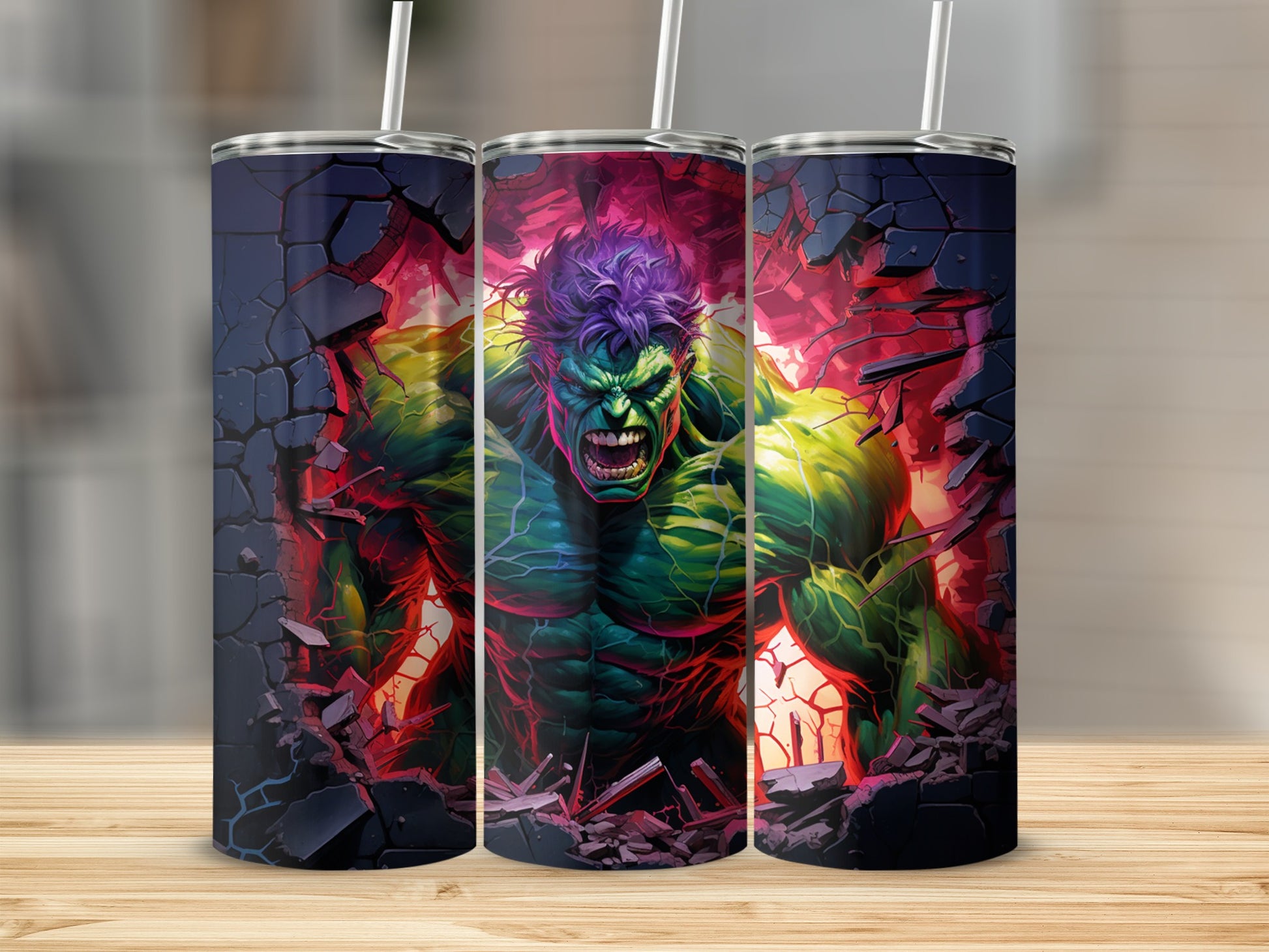 Fierce Hulk Smashing Through the Background Tumblers