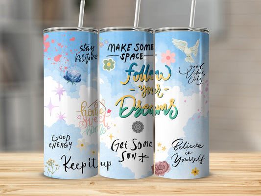 Inspiring Tall Tumbler Mug with Motivational Quotes
