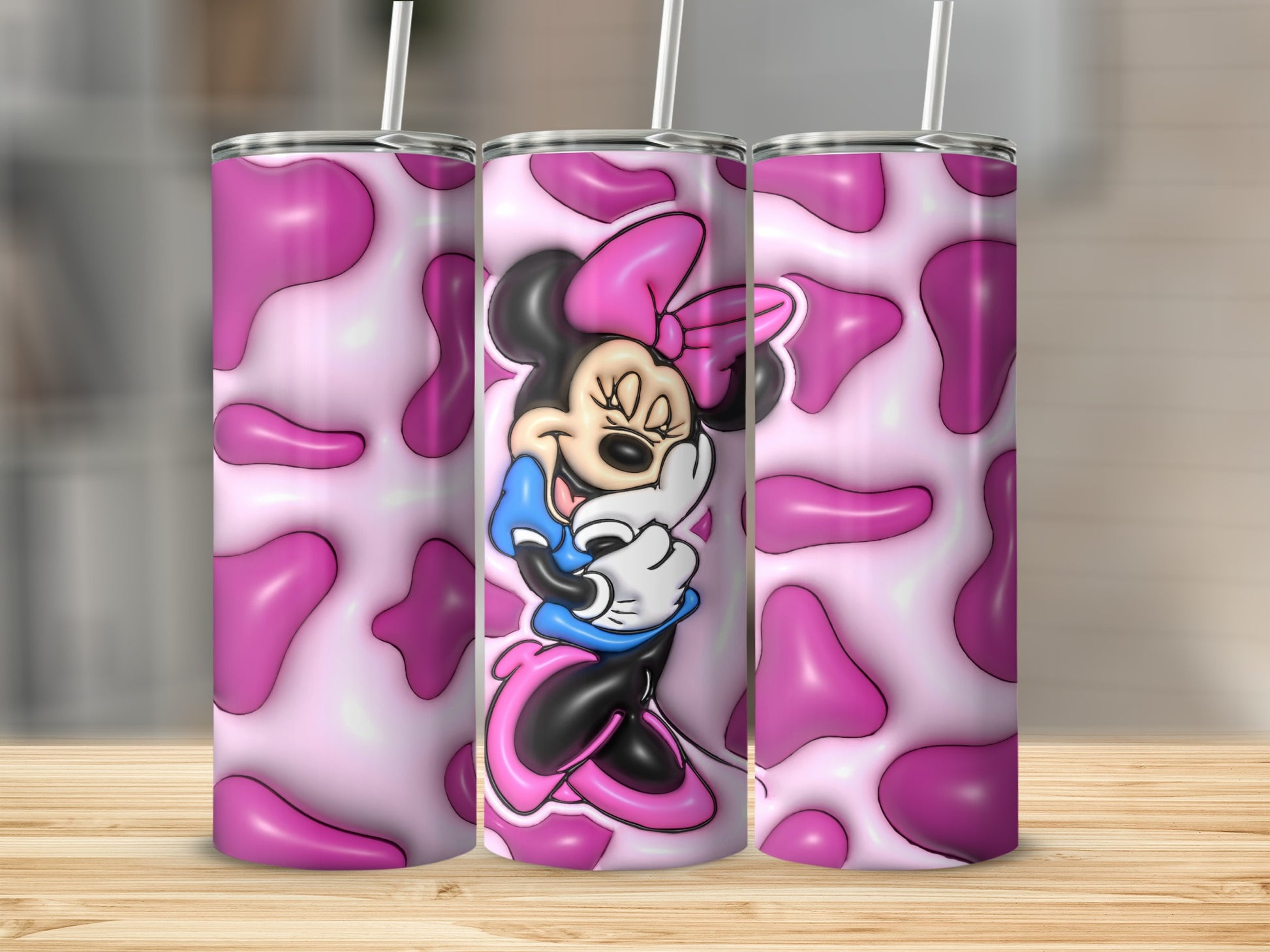 Cartoon Character on Pink Abstract Background Tumbler