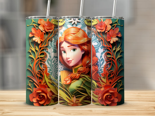 Floral Fantasy Tumbler with Whimsical Design