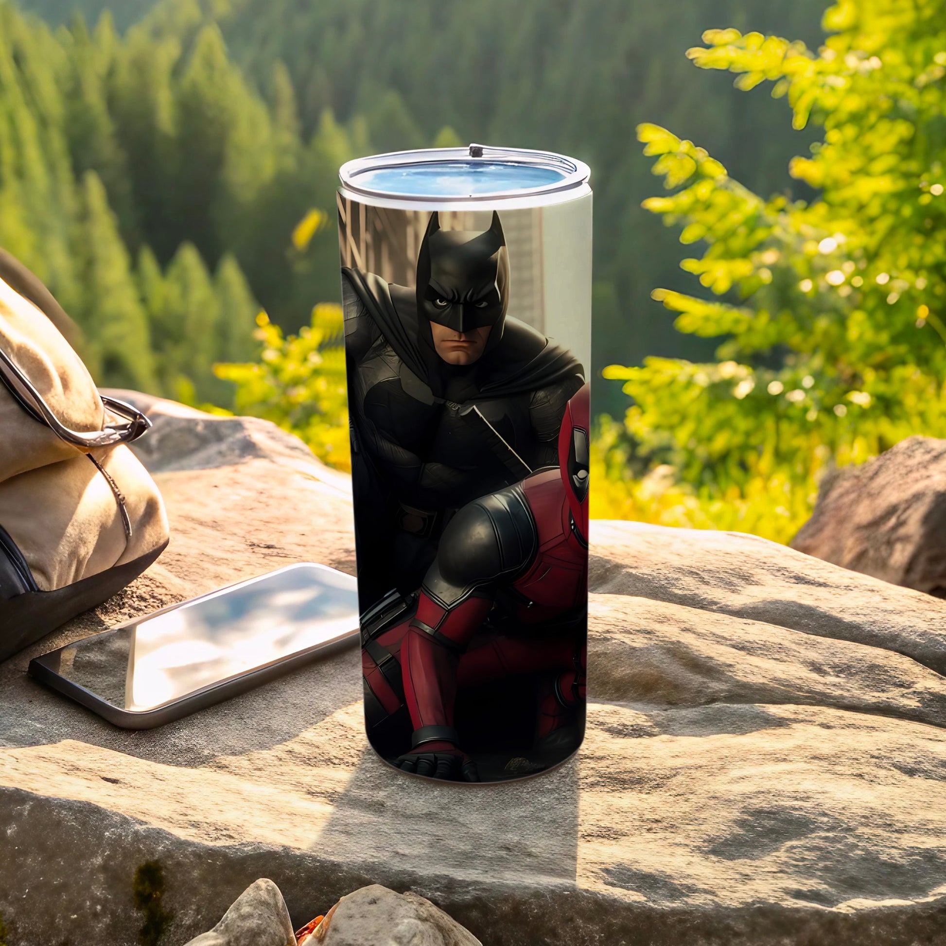 Batman and Deadpool Printed Tumbler for Outdoor Use