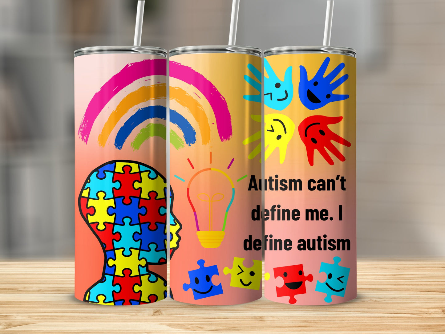 Autism can't define me inspiring colorful tumbler