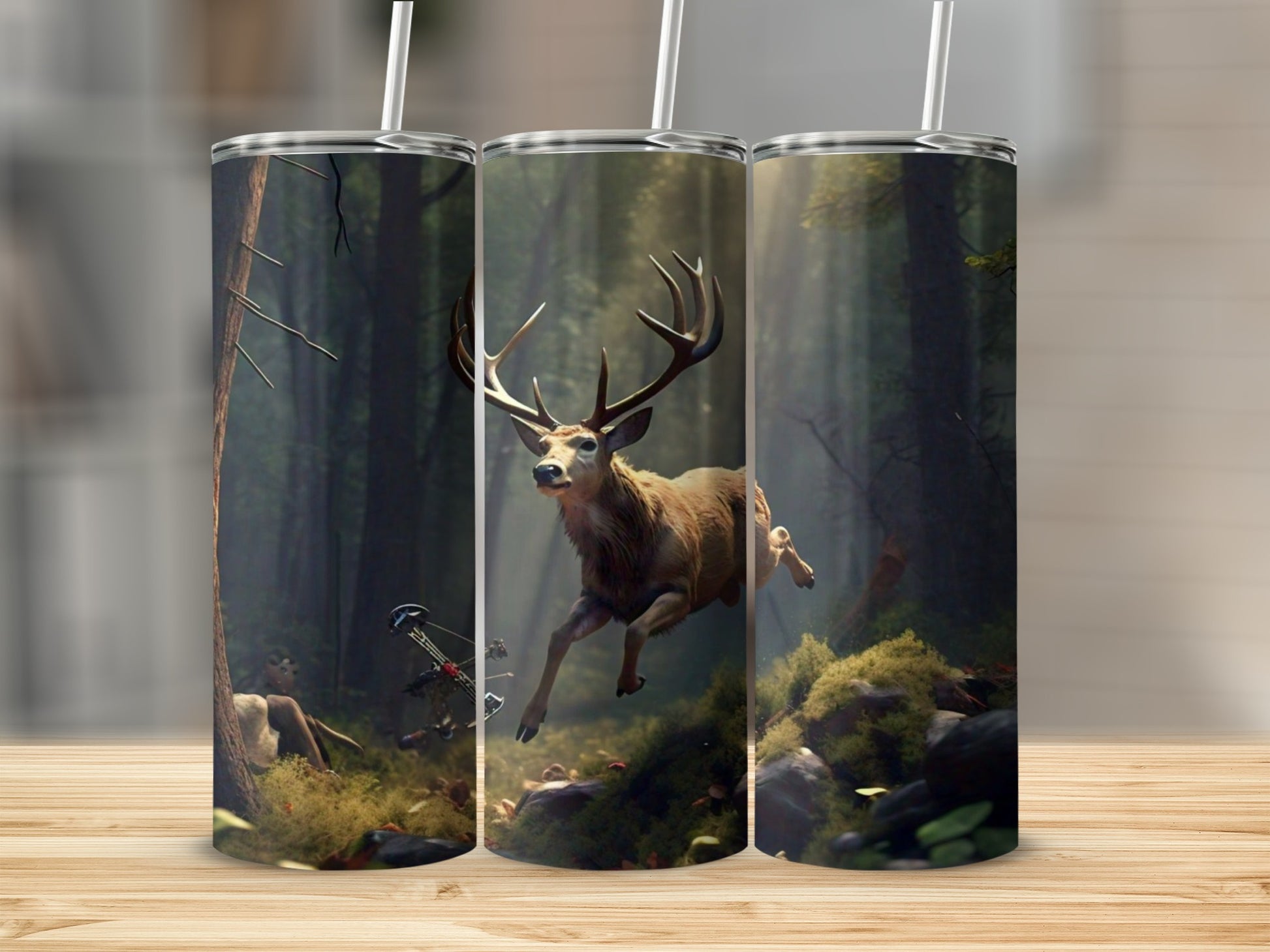 Majestic Deer in Forest Scene Tall Tumbler Cup