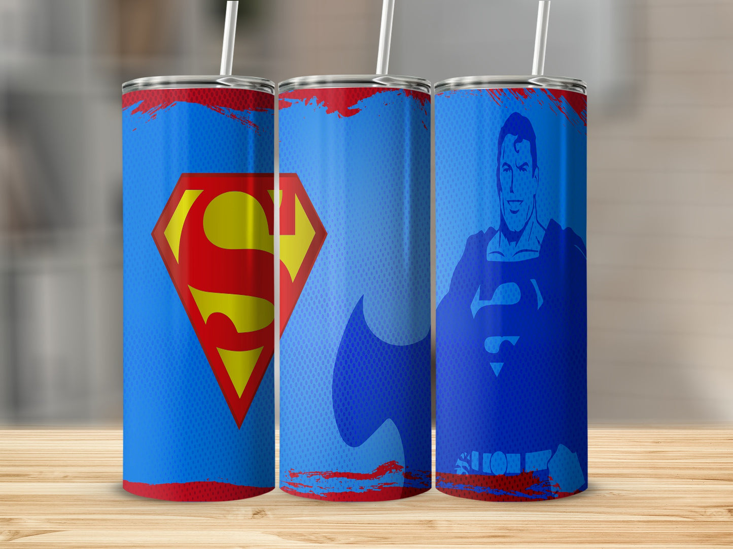 Superman Symbol With Blue Background Design Tumblers