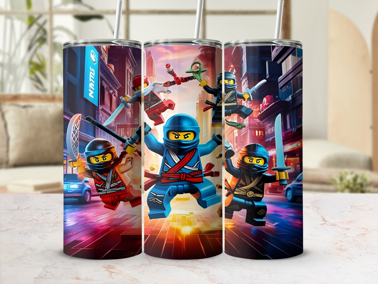 Three ninja characters from a popular animated series in action poses.