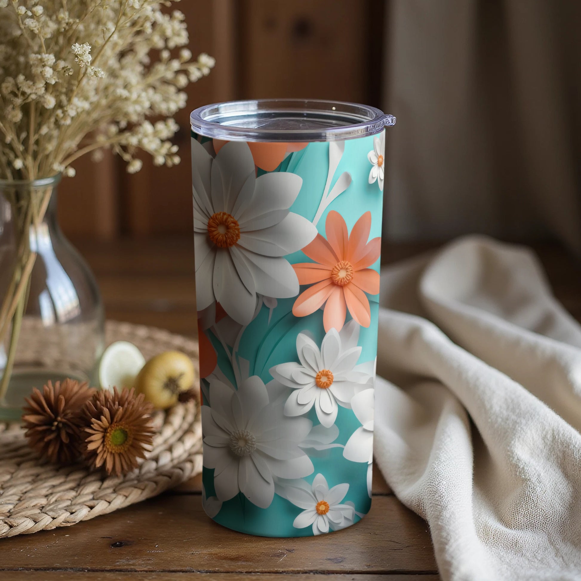 Vibrant Floral Design Insulated Tumbler for Hot and Cold Drinks