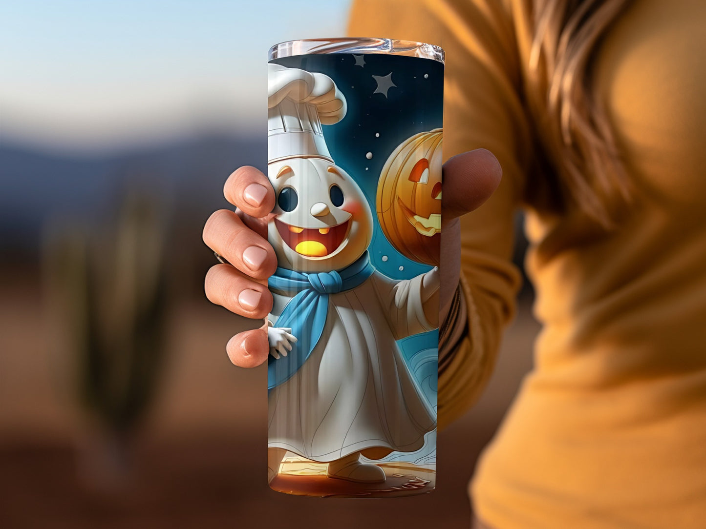 Halloween Chef with Pumpkin Cartoon Character Tumbler
