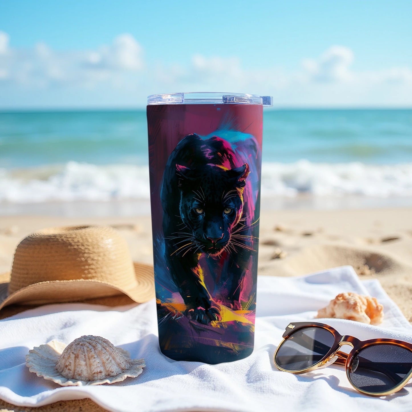 Striking Black Panther Artistic Design Drink Tumbler Product Type