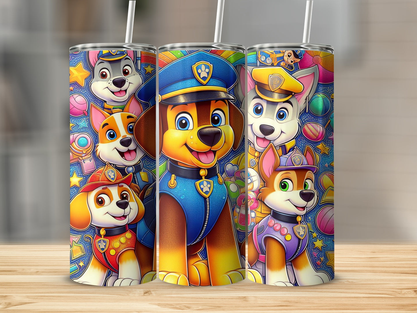 Colorful Cartoon Dog Characters Stainless Steel Tumbler