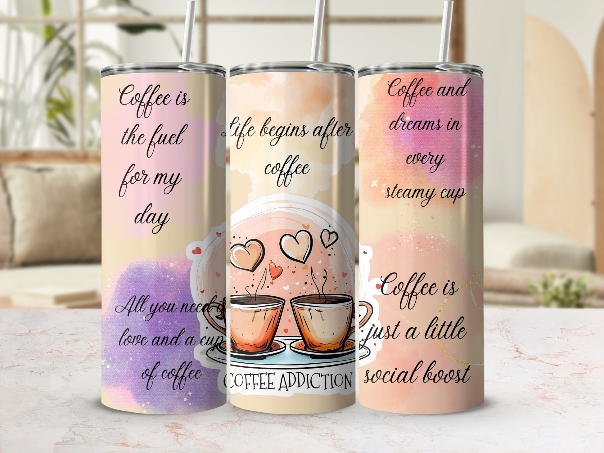 Inspirational Coffee Quotes Stainless Steel Tumbler