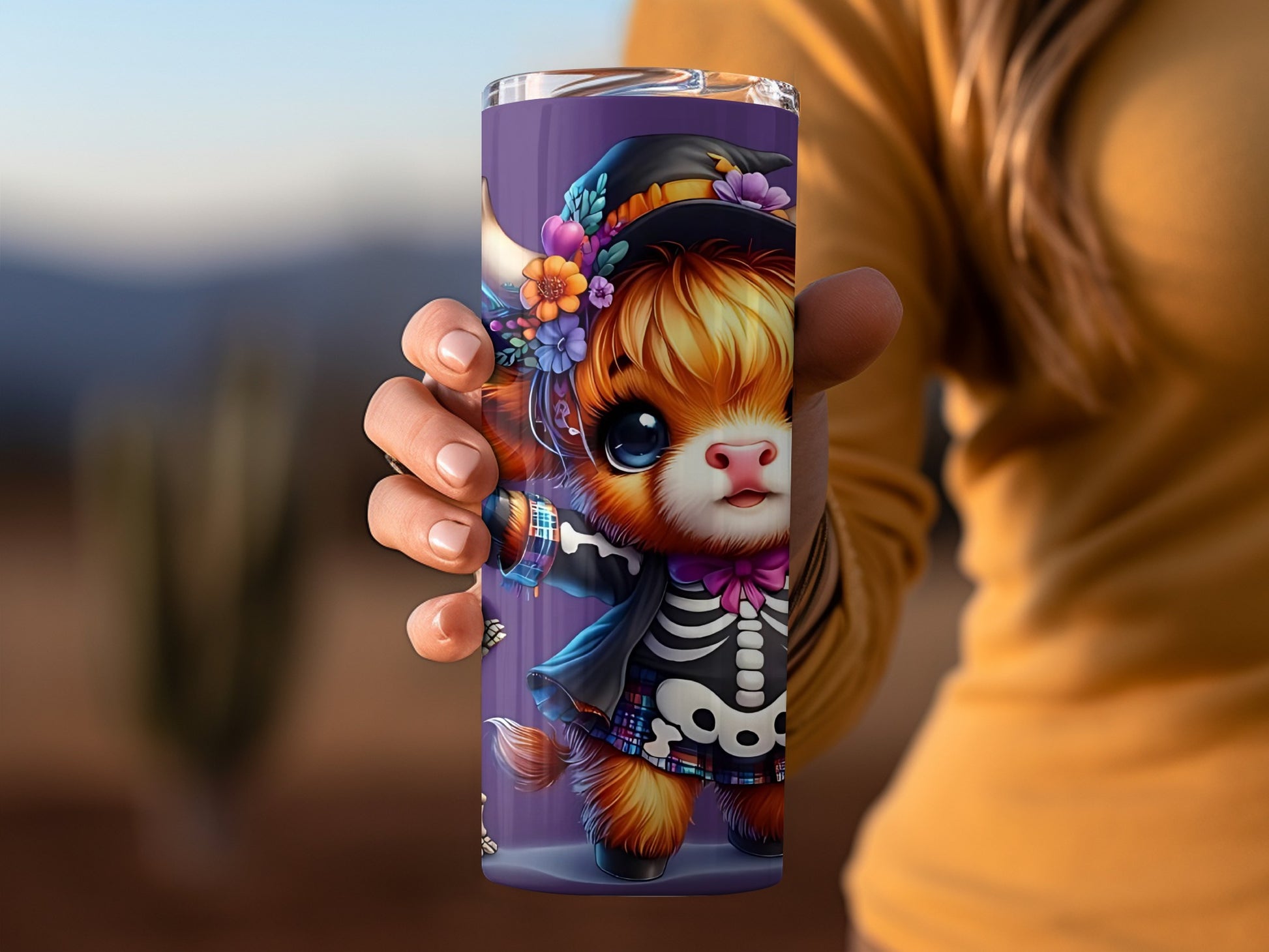 Halloween Cow Skeleton Design Insulated Tumbler