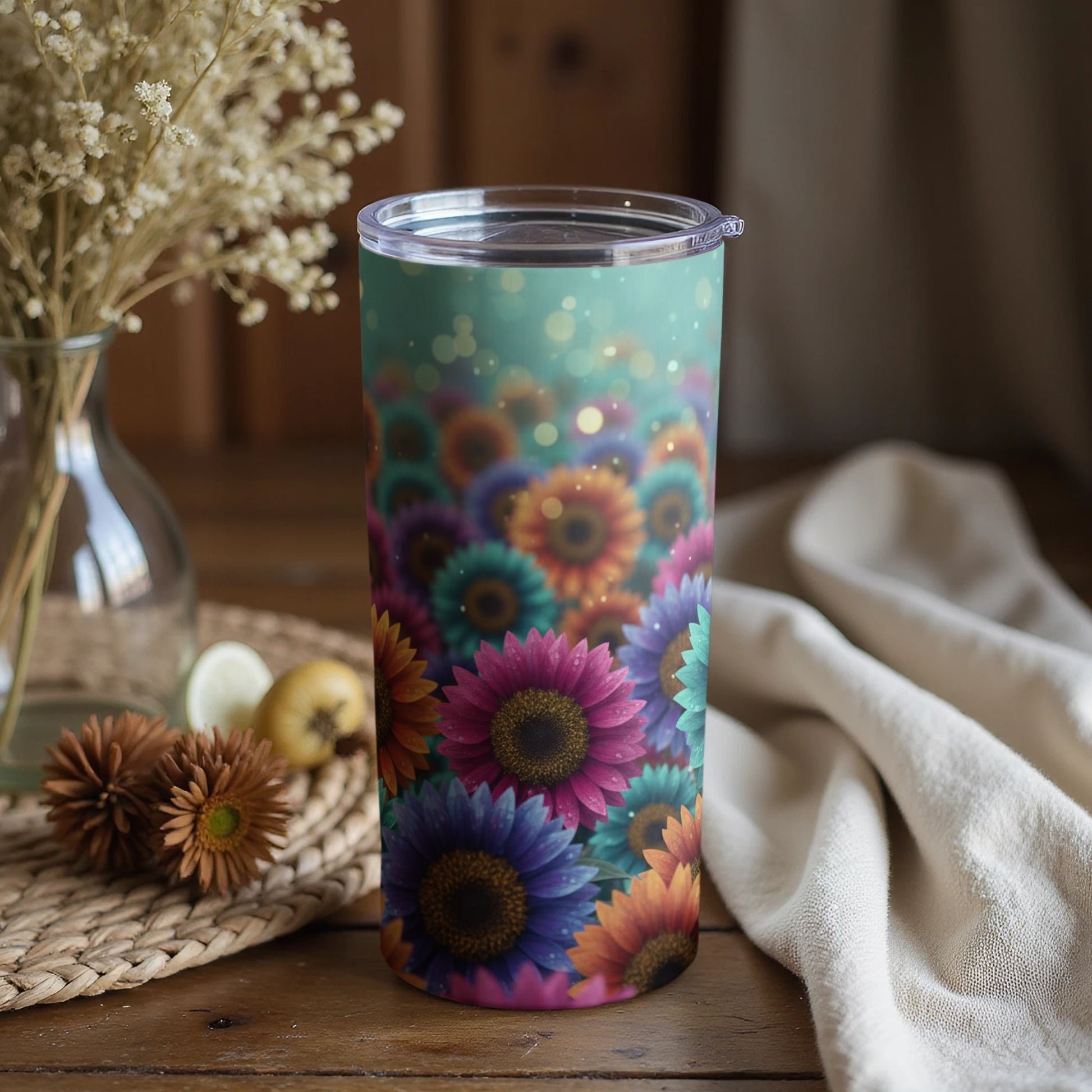 Vibrant Floral Tumbler for Colorful Drink Enjoyment