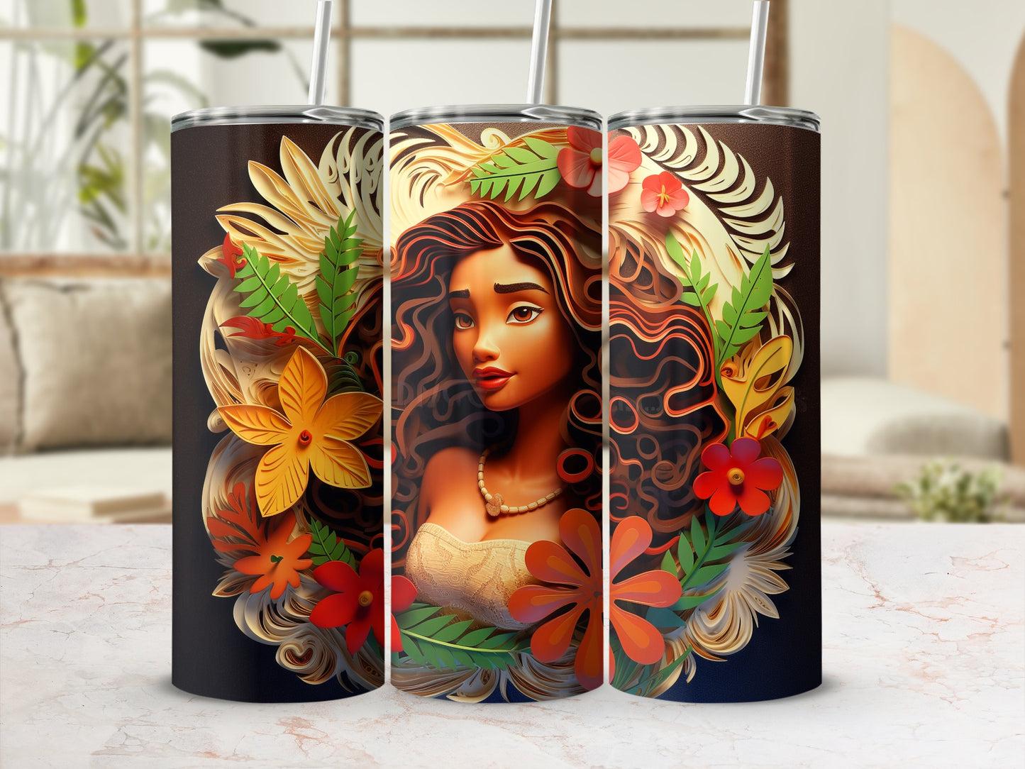 Floral Fantasy Artistic Tumbler with Colorful Design