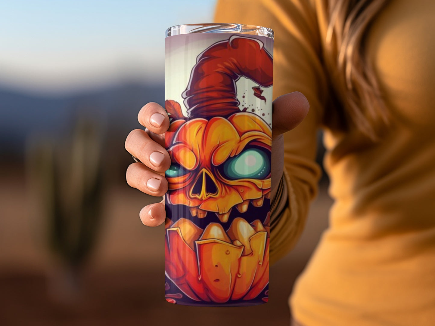 Creepy Halloween Pumpkin Design Insulated Tumbler