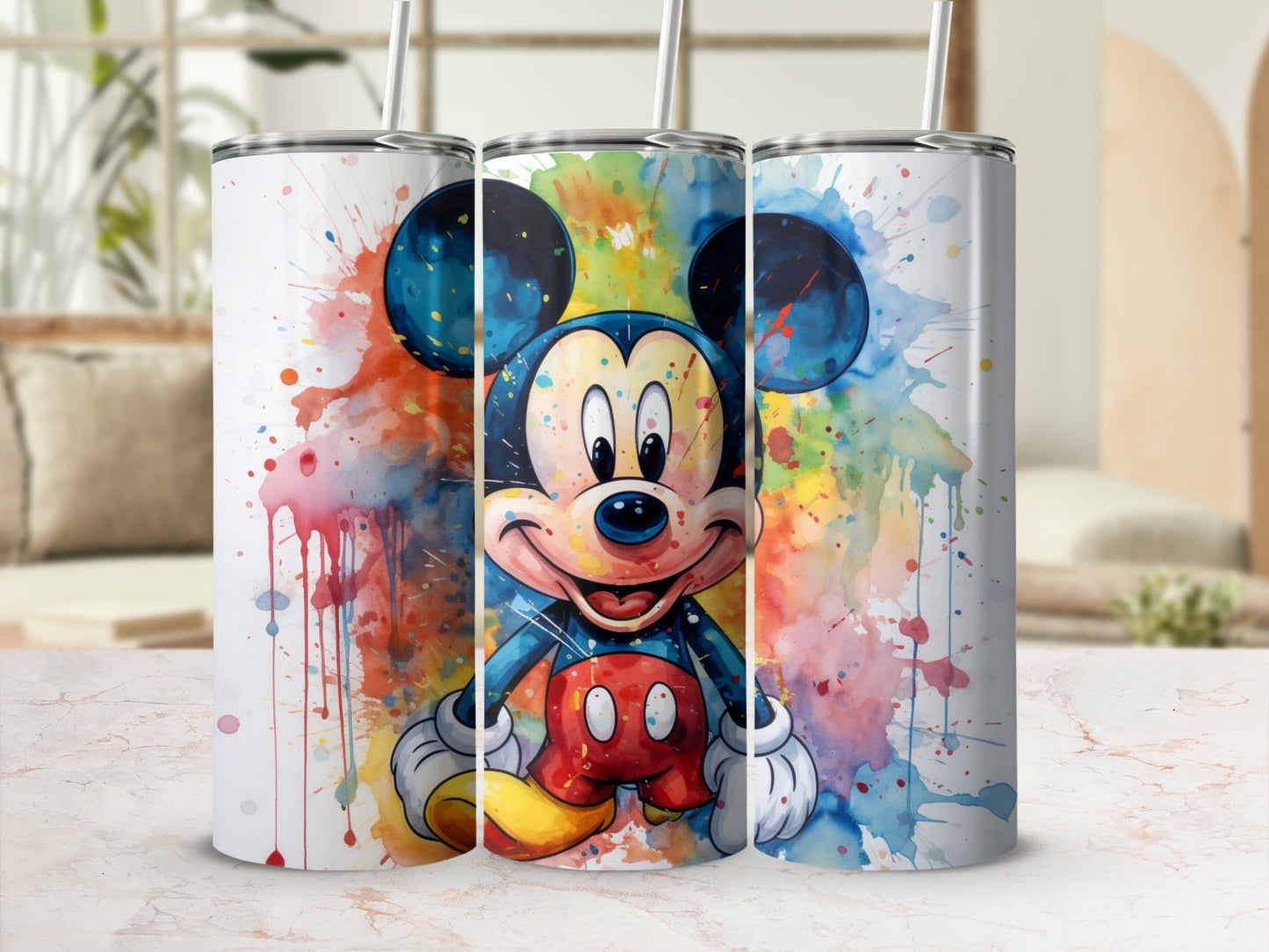 Colorful Mickey Mouse Inspired Gradient Tumbler Design