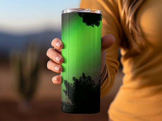 Northern Lights Forest Scene Travel Mug