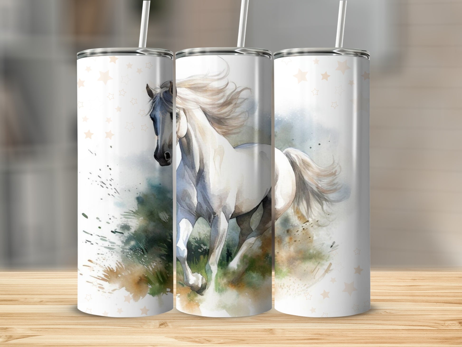 Dreamy White Horse Art Tall Insulated Tumbler