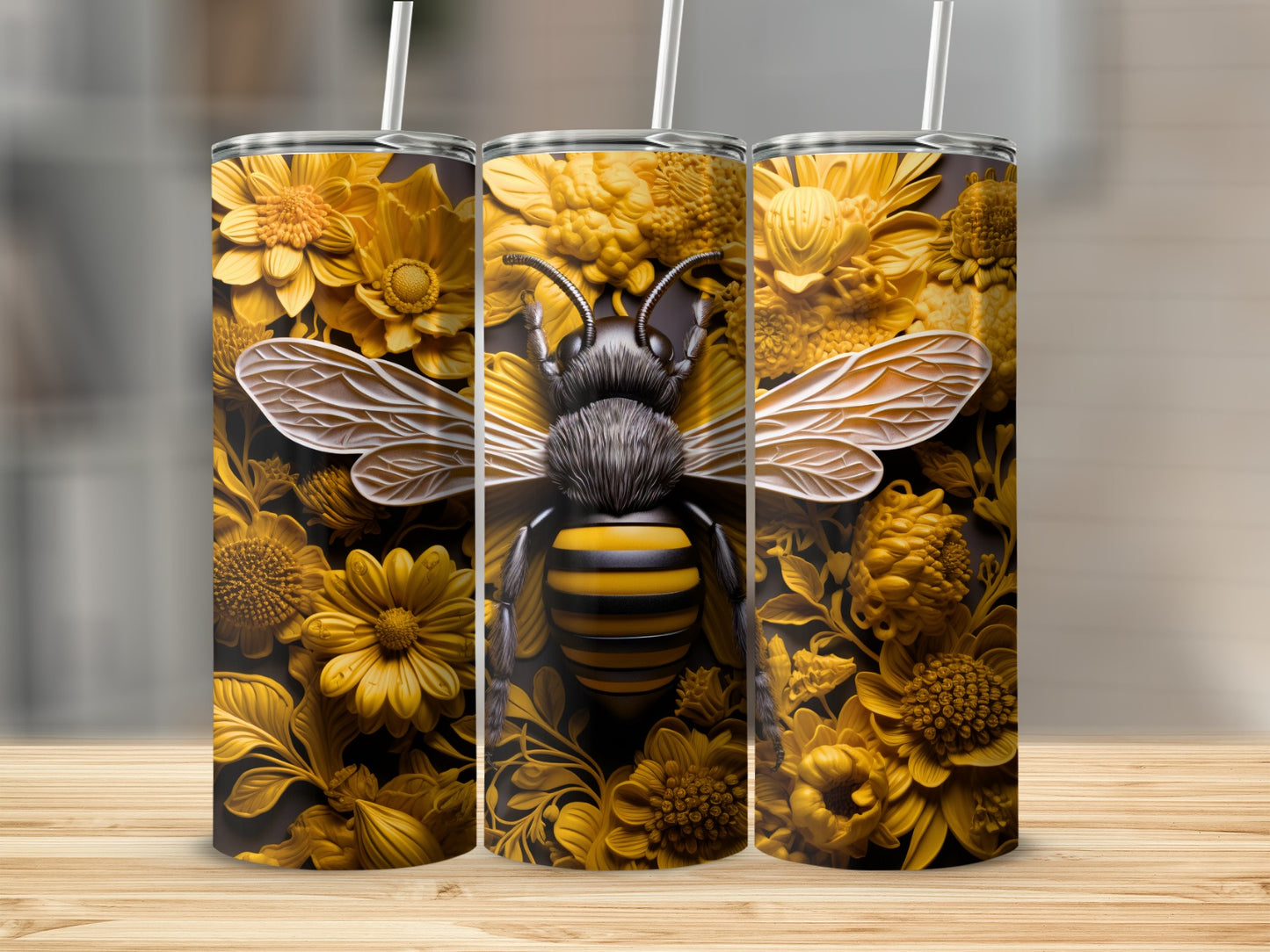 Golden Embossed Flowers Bumblebee Tumbler Artistry product type