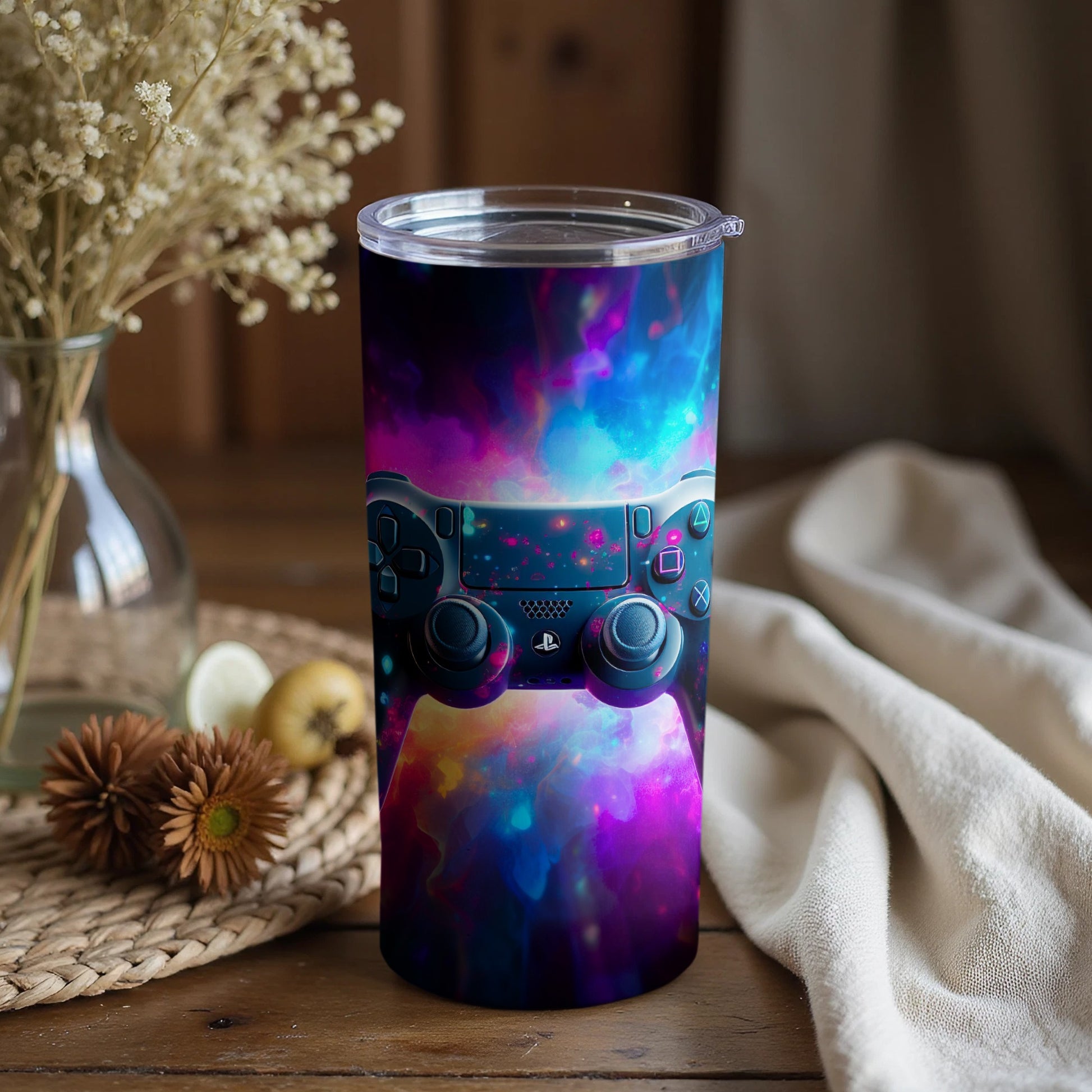 Vibrant Gaming Controller Design Tumbler Product