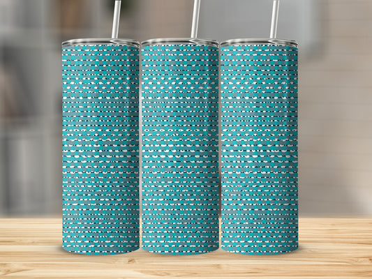 Azure Interlock with White Spot Accent Pattern Tumblers