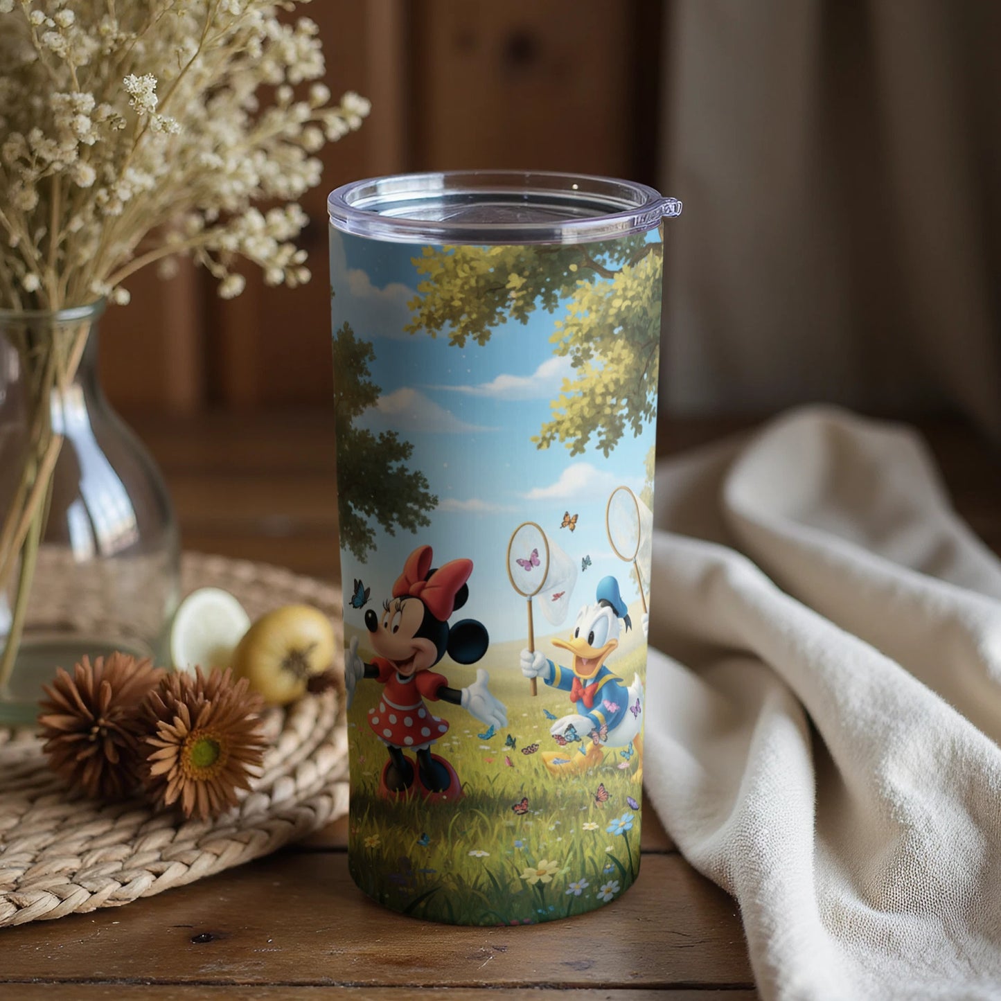 Minnie and Donald Catching Butterflies Tumbler Cup