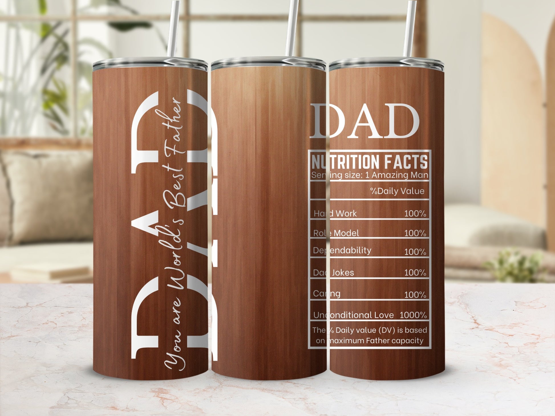 World's Best Father DAD Nutrition Facts Tumbler