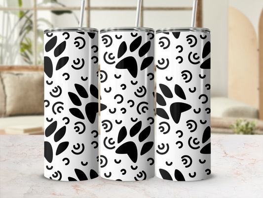 Black and White Paw Print Design Tumbler Product