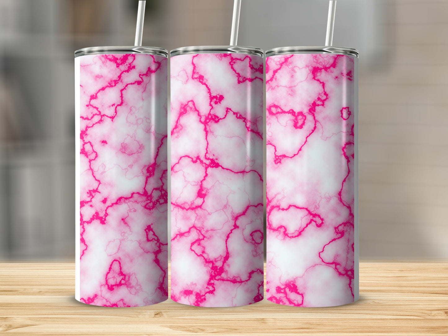 Vibrant Fuchsia Veined Texture Design Pattern Tumblers