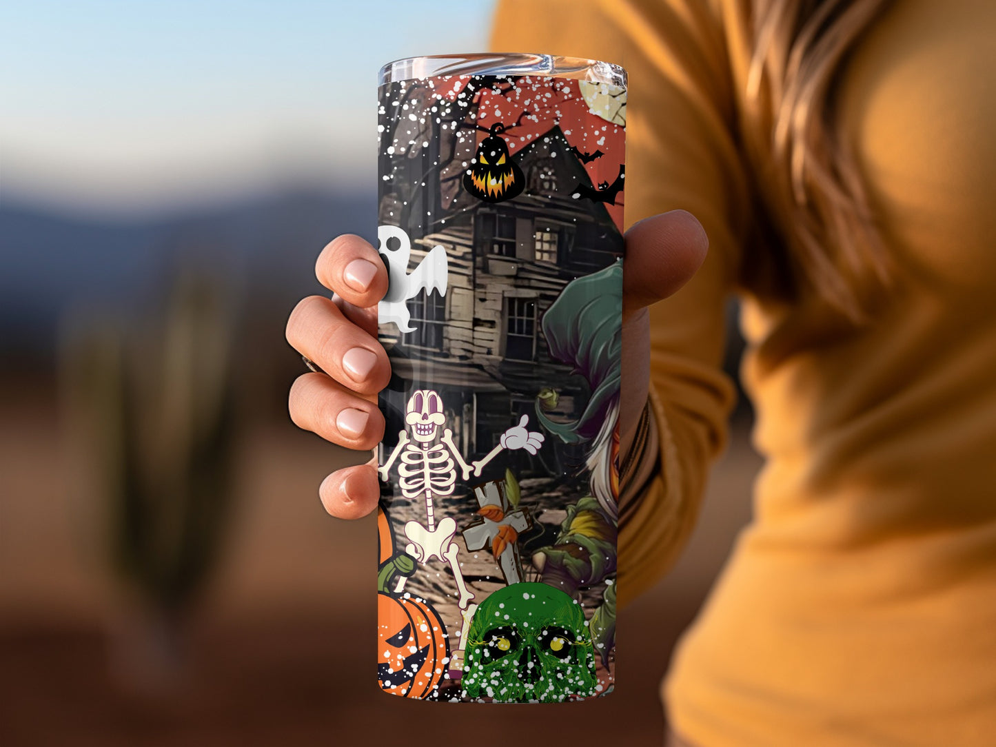 Spooky Halloween Themed Haunted House Tumbler
