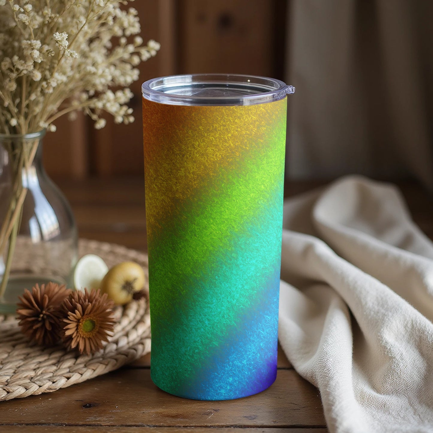 Colorful Gradient Rainbow Tumbler for Stylish Hydration