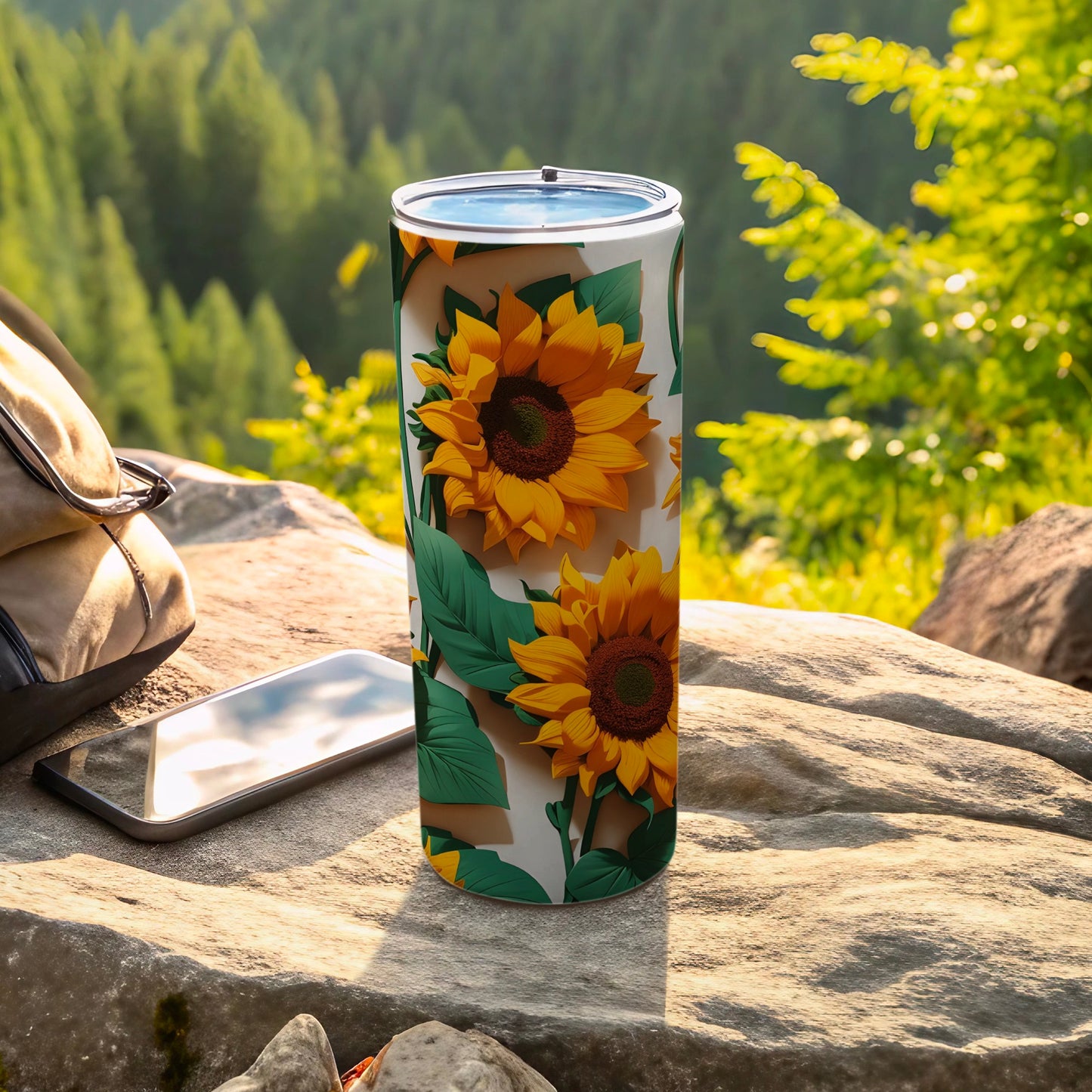 Sunflower Patterned Travel Tumbler for Outdoor Use