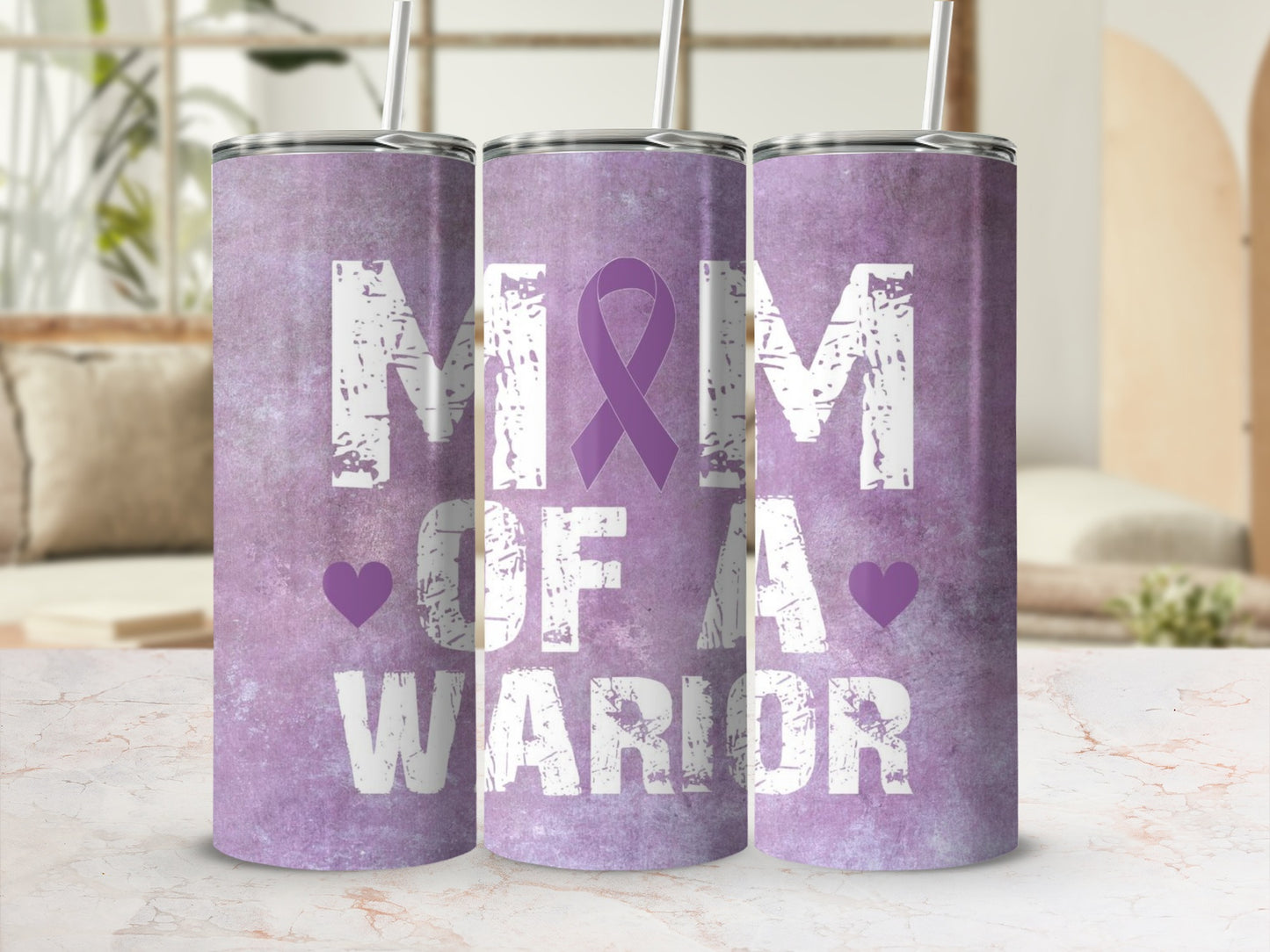 Mom of a Warrior Purple Awareness Tumbler