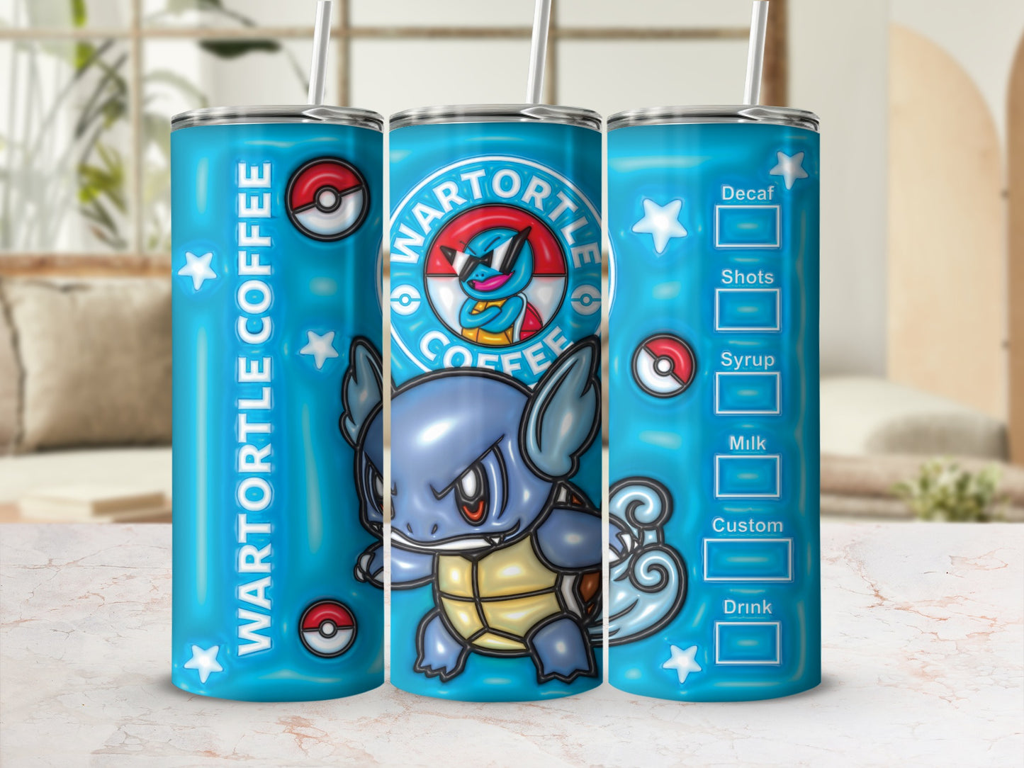 Wartortle Coffee Blue Pokemon Character Tumbler product type