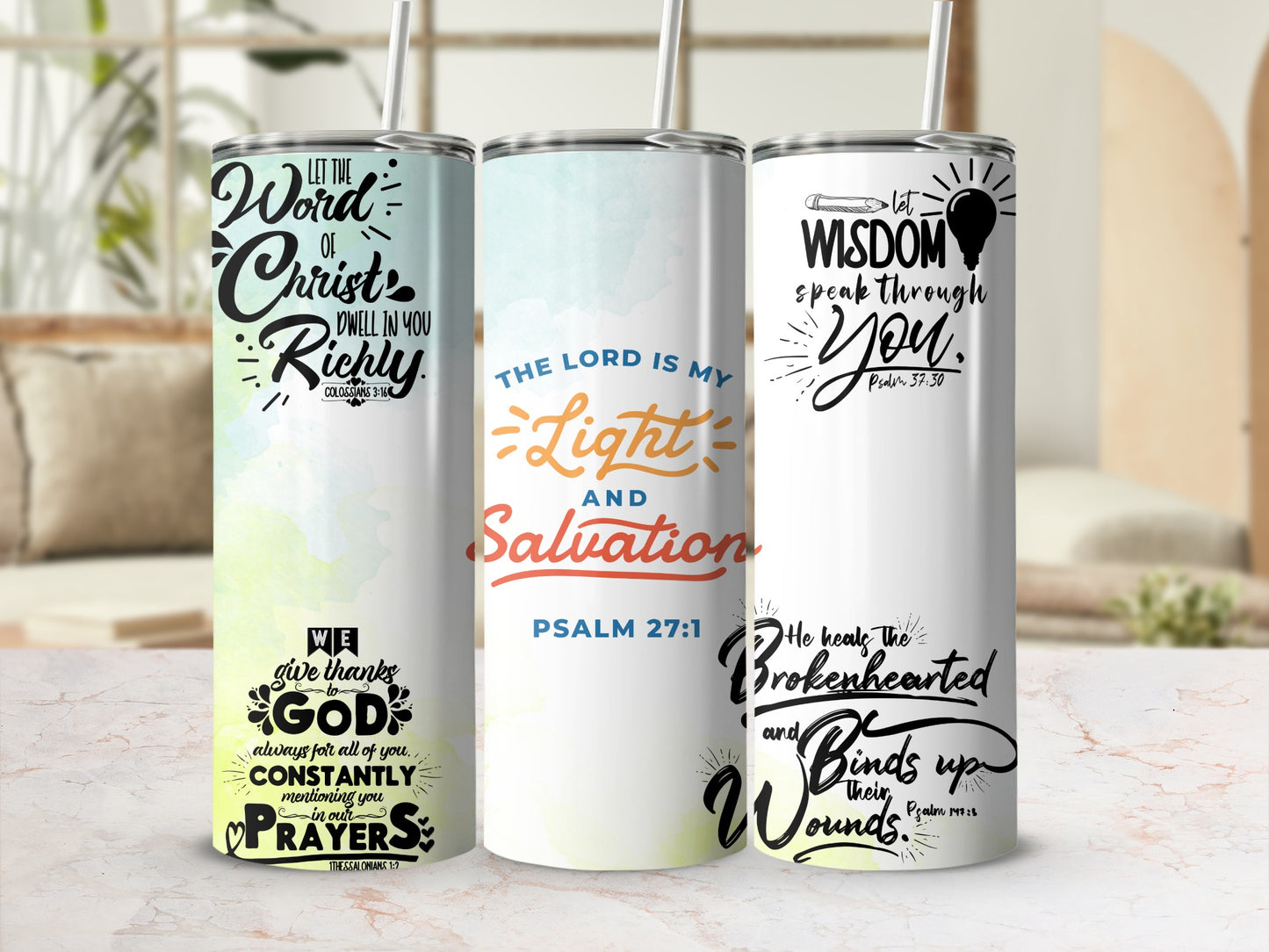 Christian Inspirational Quotes Tumbler Set