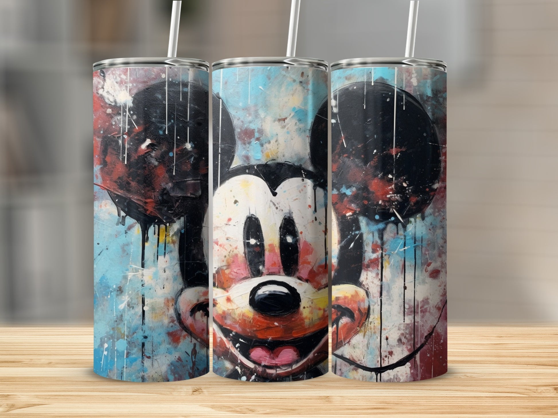 Vibrant Artistic Mouse Character Tumbler Design